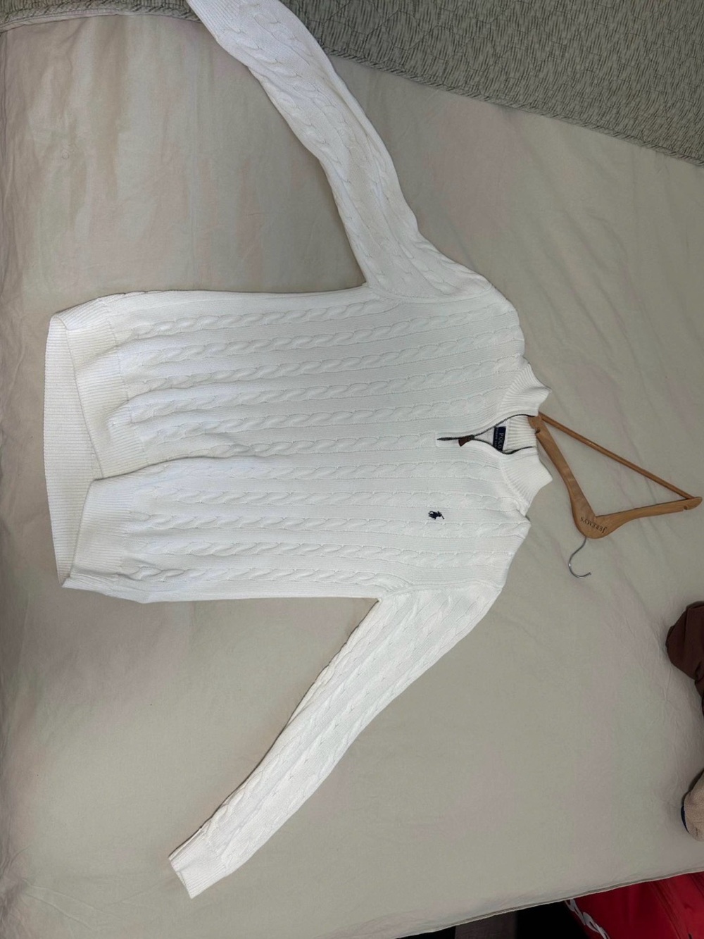 Ralph Lauren Cream Cable Quarter-Zip Sweater